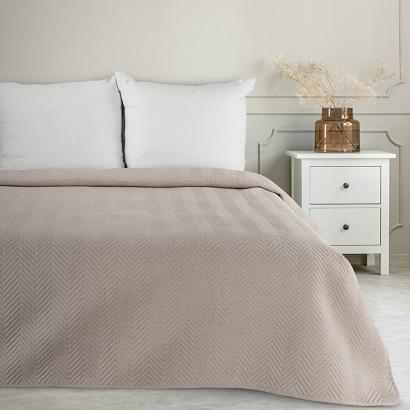 Narzuta dekoracyjna LEN 170x210 beżowa pikowana o strukturze lnu