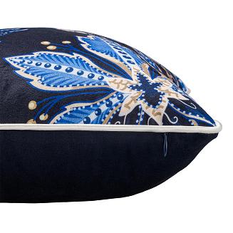 Poszewka dekoracyjna BF-01 43x43 Darymex z lamówką duże kwiaty niebieskie