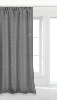 Zasłona gotowa na taśmie CRYSTAL 140x250 grafitowa z kryształkami