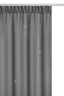Zasłona gotowa na taśmie CRYSTAL 140x250 grafitowa z kryształkami