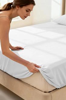 Prześcieradło polarowe z gumką MIŚ Fluffy 180x200 mikrofibra białe