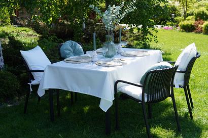 Obrus plamoodporny GAIA 140x180 ogrodowy wodoodporny biały