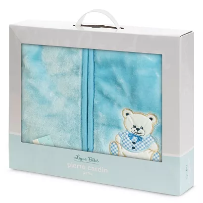 Kocyk dziecięcy na suwak Pierre Cardin BABY6 80x90 Eurofirany  niebieski miś