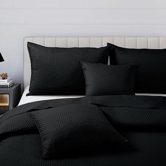 Narzuta dekoracyjna TRIO 240x220 pikowana czarna