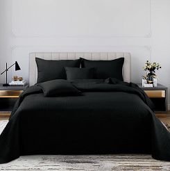 Narzuta dekoracyjna TRIO 240x220 pikowana czarna