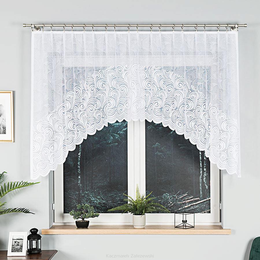 Firanka żakardowa gotowa na żabki KINGA 250x120 biała