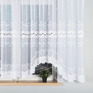 Firanka żakardowa gotowa na żabki BASTIA 500x160 biała