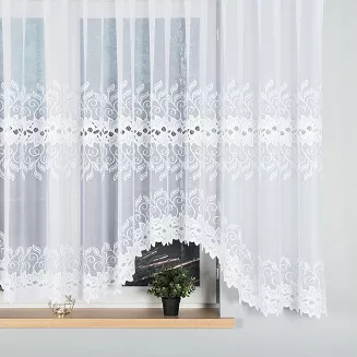 Firanka żakardowa gotowa na żabki BASTIA 500x160 biała