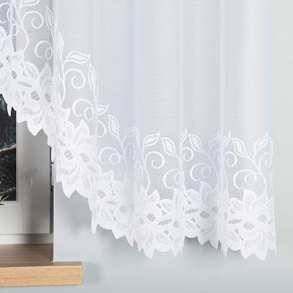 Firanka żakardowa gotowa na żabki BASTIA 500x160 biała