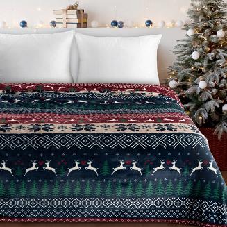 Koc świąteczny KOC26 150x200 Eurofirany granatowy