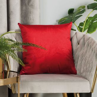 Poszewka dekoracyjna VELVI 40x40 jednobarwna welwetowa czerwona
