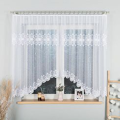 Firanka żakardowa gotowa na żabki ŻANETA 350x155 biała