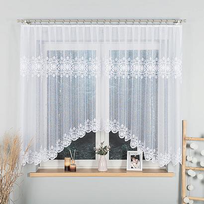 Firanka żakardowa gotowa na żabki ŻANETA 350x155 biała