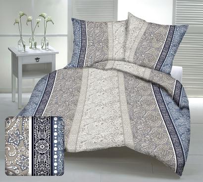 Pościel z kory 180x200 granatowa biała beżowa paisley ornamenty