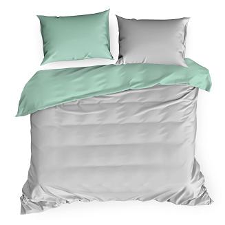 Pościel satynowa NOVA3 140x200 Eurofirany jasnoszary/miętowy