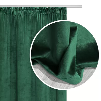 Zasłona gotowa na taśmie VELVET SOFT 140x300 welurowa butelkowa zieleń