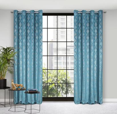 Zasłona gotowa na przelotkach ARETA 140x250 Eurofirany niebiesko/srebrna