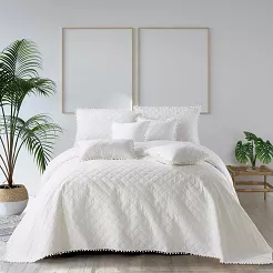 Narzuta dekoracyjna POMPOO 160x220 pikowana z pomponami biała