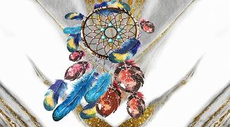 Ręcznik plażowy 100x180 biały błękitny łapacz snów