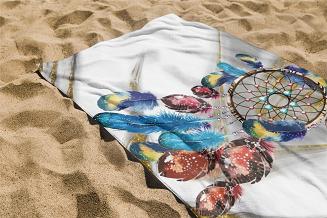 Ręcznik plażowy 100x180 biały błękitny łapacz snów