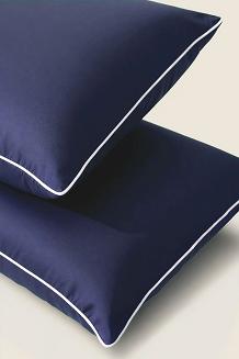 Poszewka bambusowa 40x60 granatowa z białą bizą