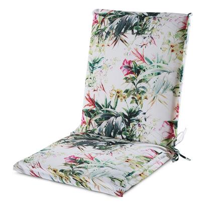 Poduszka na krzesło wodoodporna GARDEN 45x90x3 ogrodowa biała zdobiona motywem roślinnym