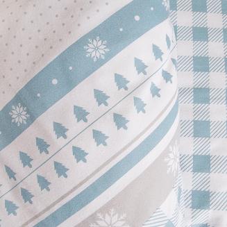 Pościel flanelowa 200x220 Darymex biała szara niebieska kratka + śnieżynki