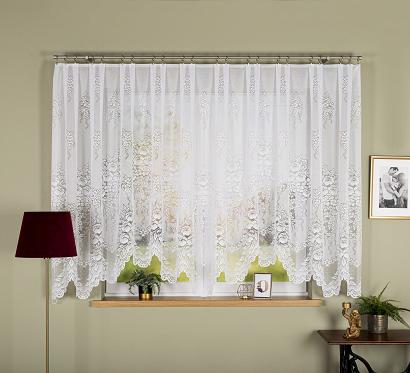 Firanka żakardowa gotowa na żabki ADELA 400x160 biała