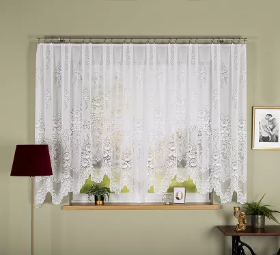 Firanka żakardowa gotowa na żabki ADELA 400x160 biała