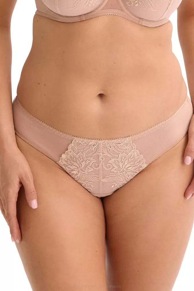 Figi damskie tanga z koronką Ariela 037 beżowe
