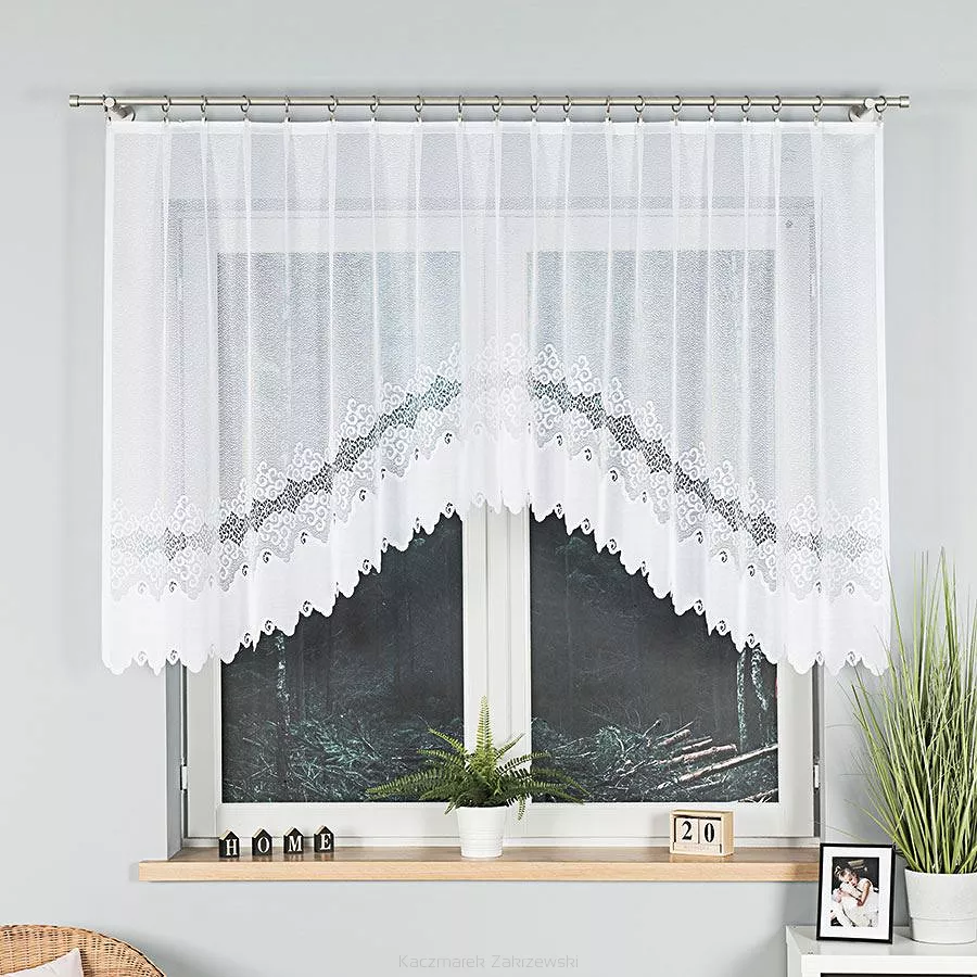 Firanka żakardowa gotowa na żabki MODESTA 250x120 biała