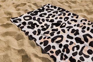 Ręcznik plażowy 100x180 beżowy czarny cętki