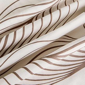 Pościel satyna bawełniana SATYNLOVE 220x200 biała w brązowe symetryczne liście