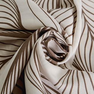 Pościel satyna bawełniana SATYNLOVE 220x200 biała w brązowe symetryczne liście