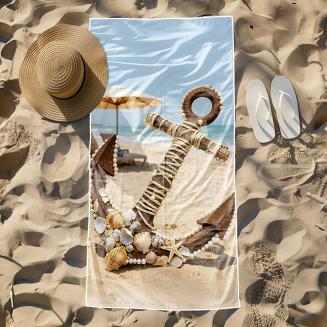 Ręcznik plażowy 100x180 kotwica na plaży