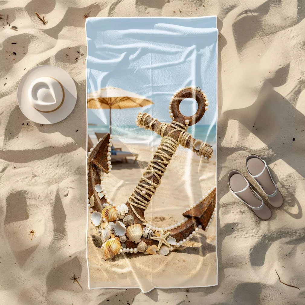 Ręcznik plażowy 100x180 kotwica na plaży