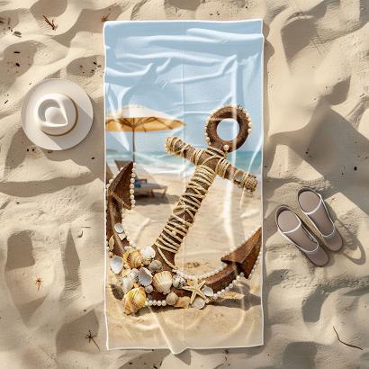 Ręcznik plażowy 100x180 kotwica na plaży