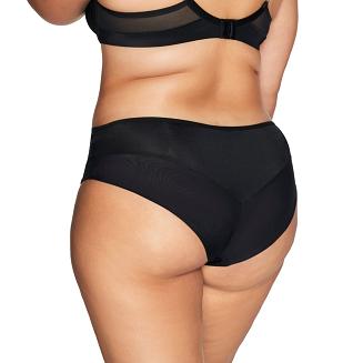 Figi damskie z kwiatowym haftem i tiulem AV 2071 czarne