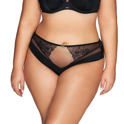 Figi damskie z kwiatowym haftem i tiulem AV 2071 czarne