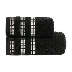 Ręcznik bawełniany LUXURY 70x140 czarny z bordiurą w geometryczne pasy