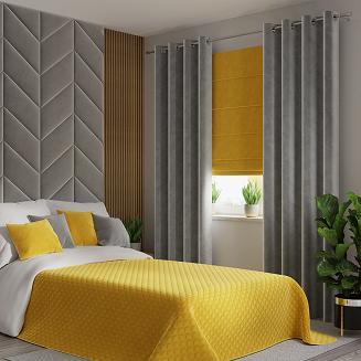 Narzuta dekoracyjna VELVI 170x210 pikowana w geometryczny wzór żółta