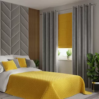 Narzuta dekoracyjna VELVI 170x210 pikowana w geometryczny wzór żółta
