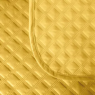 Narzuta dekoracyjna VELVI 170x210 pikowana w geometryczny wzór żółta