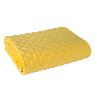 Narzuta dekoracyjna VELVI 170x210 pikowana w geometryczny wzór żółta