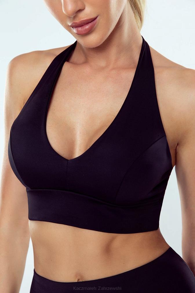 Top damski sportowy z ozdobnymi tasiemkami Alexia czarny