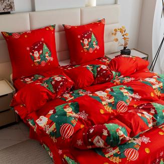 Pościel świąteczna 220x200 czerwona Mikołaj nadchodzi