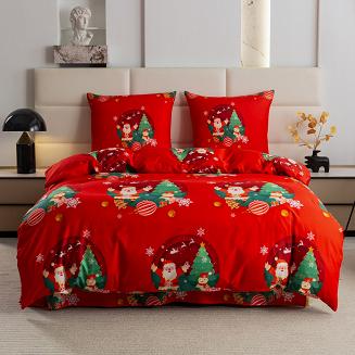 Pościel świąteczna 220x200 czerwona Mikołaj nadchodzi