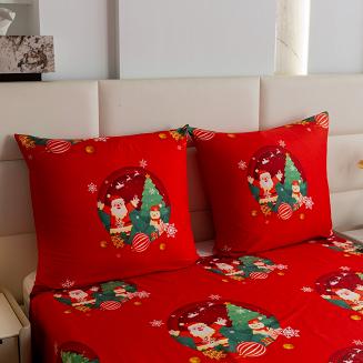 Pościel świąteczna 220x200 czerwona Mikołaj nadchodzi