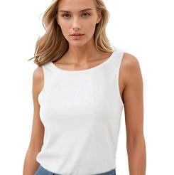 Koszulka damska na szerokich ramiączkach oversize Jakina biała