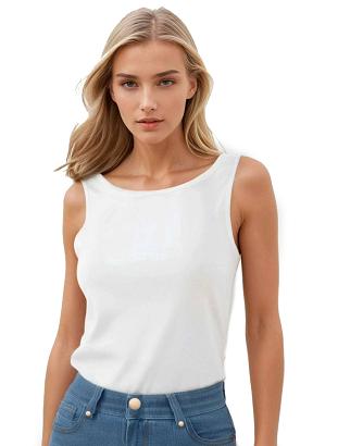 Koszulka damska na szerokich ramiączkach oversize Jakina biała